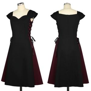 Gothic Pinup Lace Up Sides Cosplay Steampunk Dress